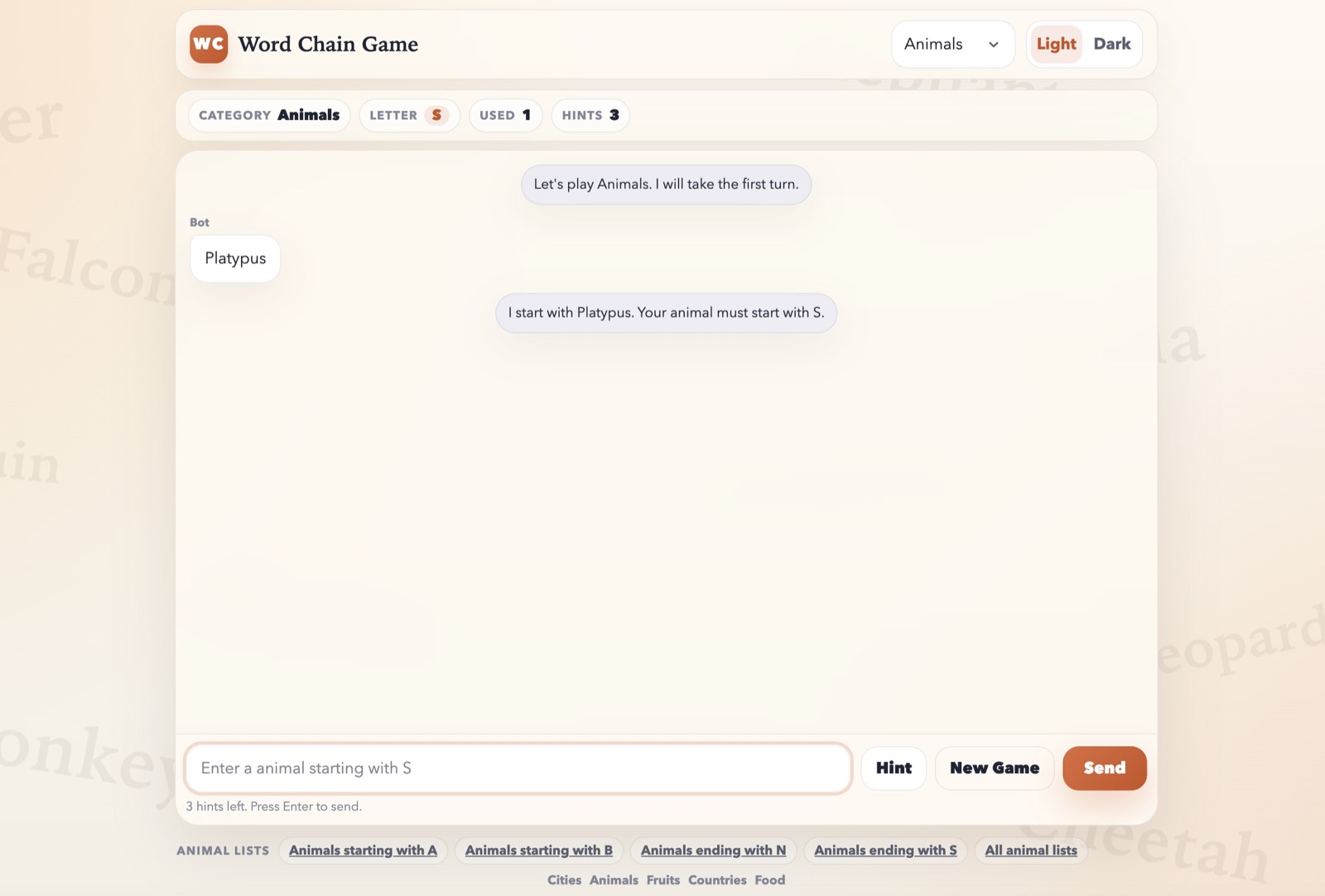 Word Chain Game screenshot