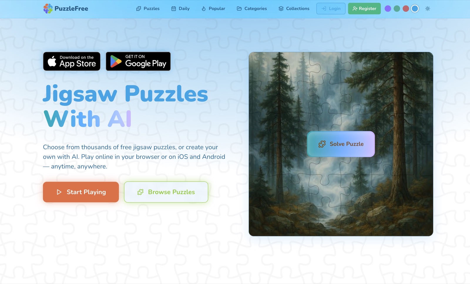 PuzzleFree.Game homepage screenshot